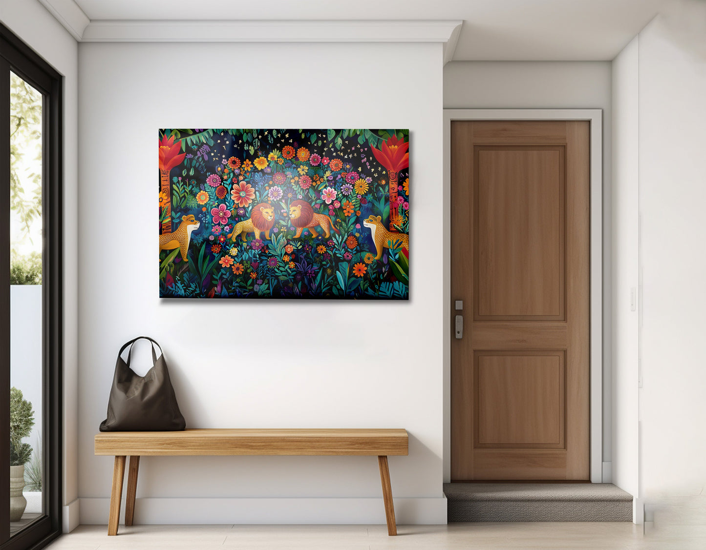 Lion Family Flower Garden Black Caribbean wall art view 23