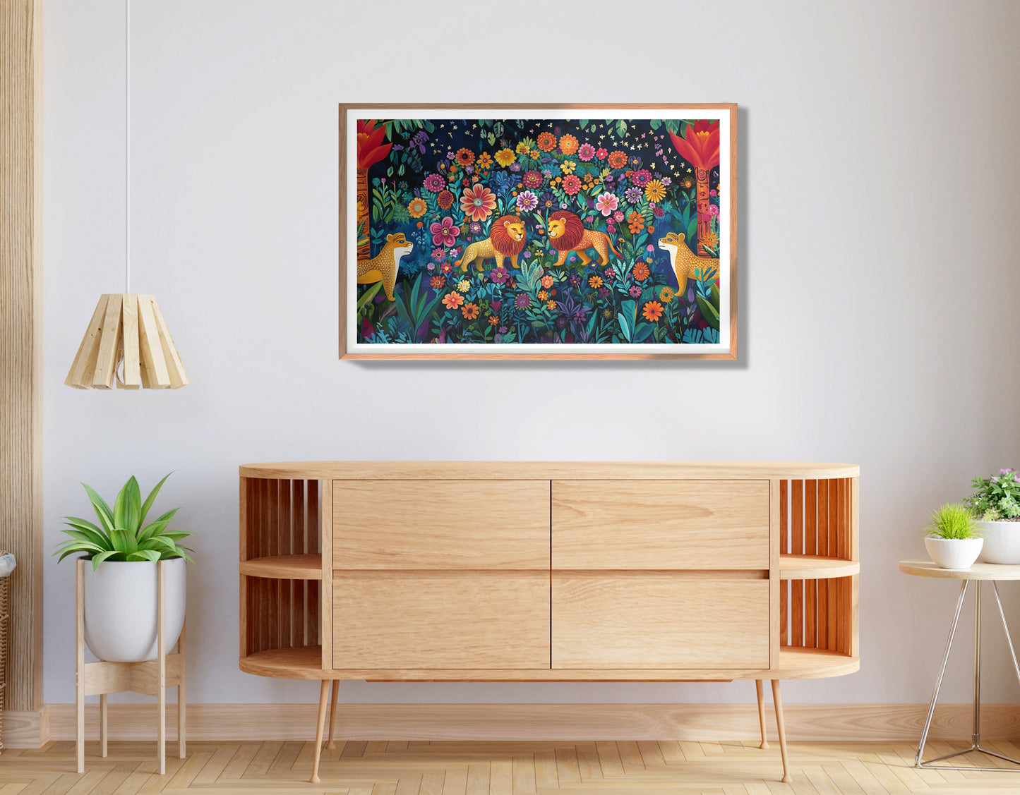 Lion Family Flower Garden Black Caribbean wall art view 80