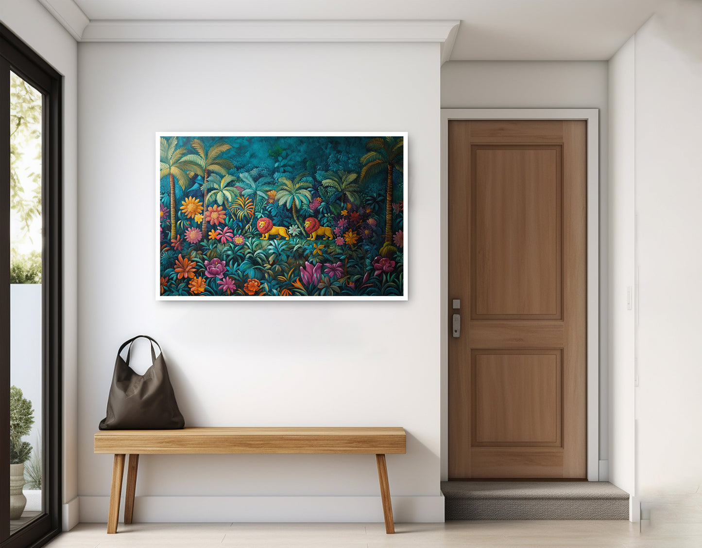 Tropical Floral Jungle Black Caribbean wall art home decor view