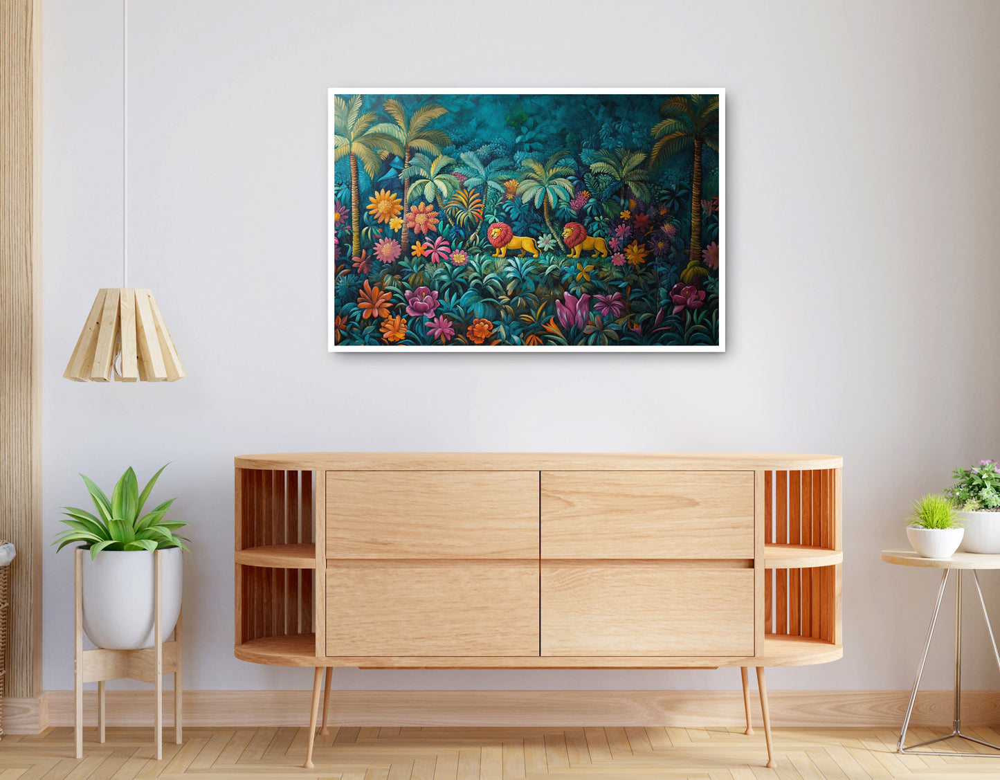 Alternate view of Tropical Floral Jungle Black Caribbean wall art canvas print