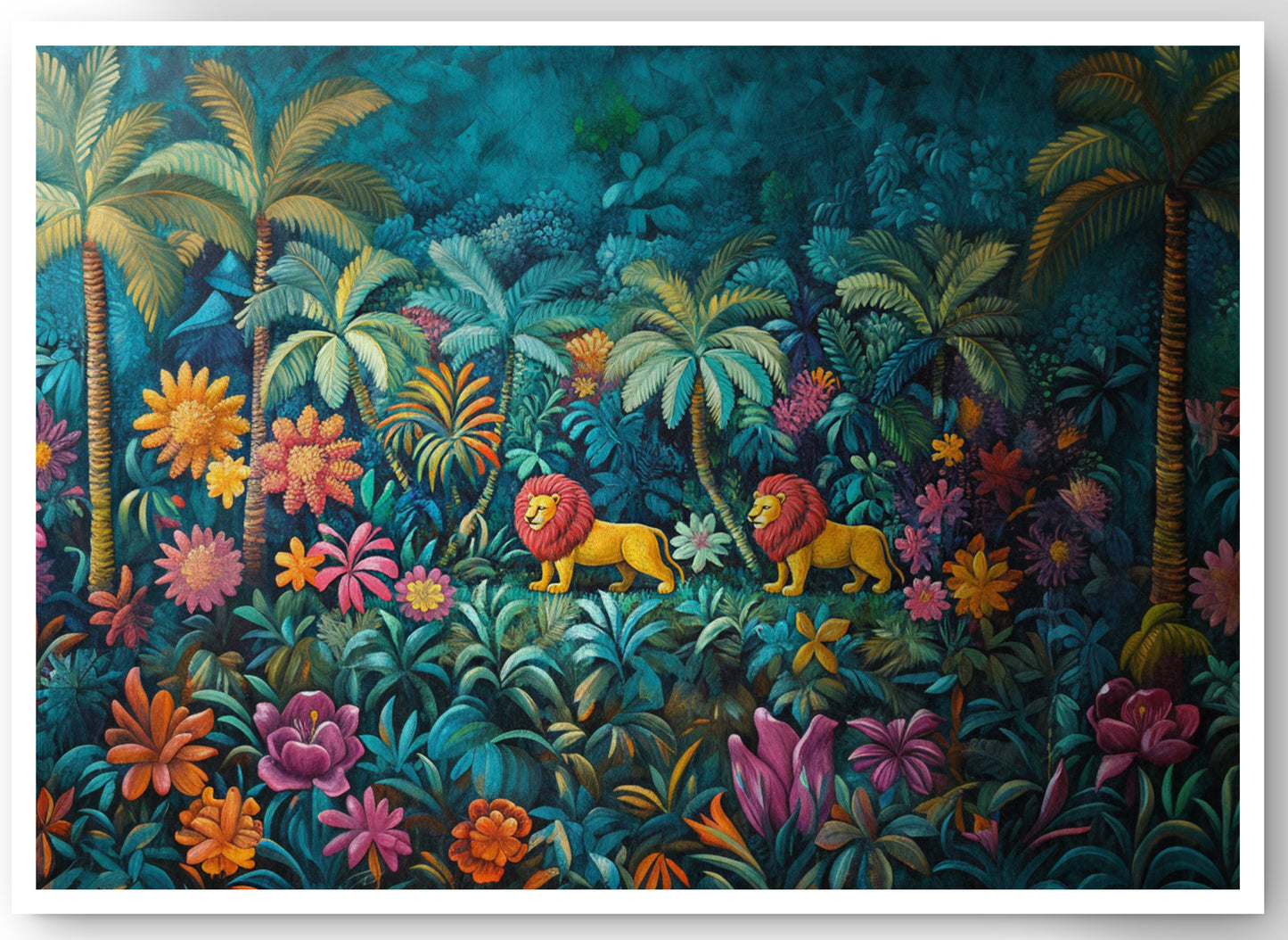 Tropical Floral Jungle Black Caribbean wall art canvas print by MoomZee Artwork