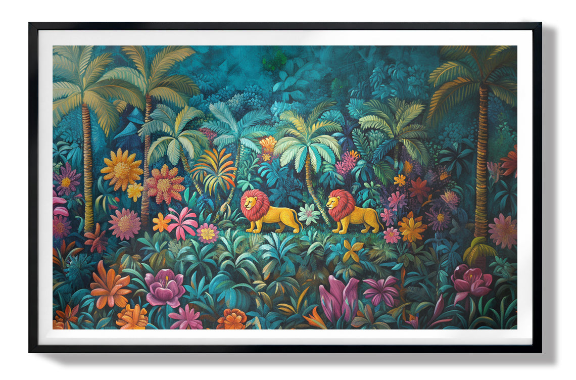 Tropical Floral Jungle Black Caribbean wall art view 67
