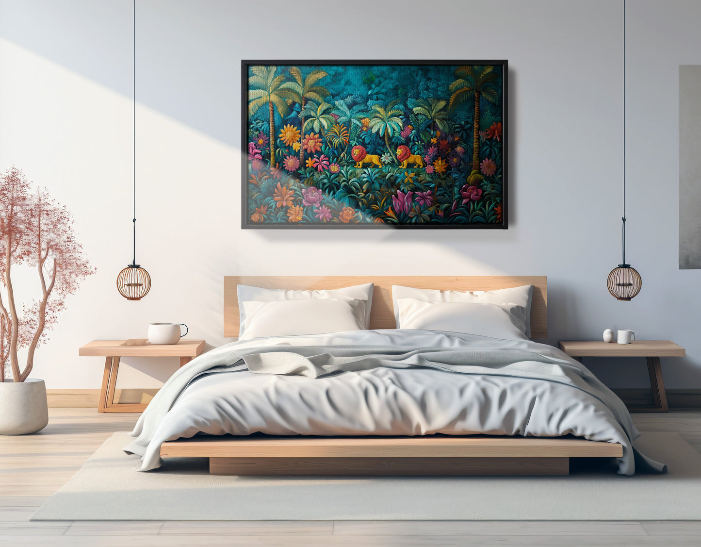 Tropical Floral Jungle Black Caribbean wall art view 27