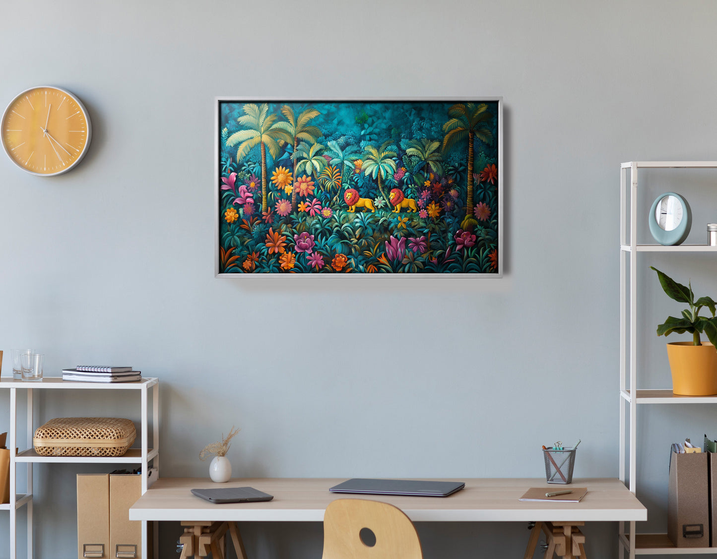 Tropical Floral Jungle Black Caribbean wall art view 60