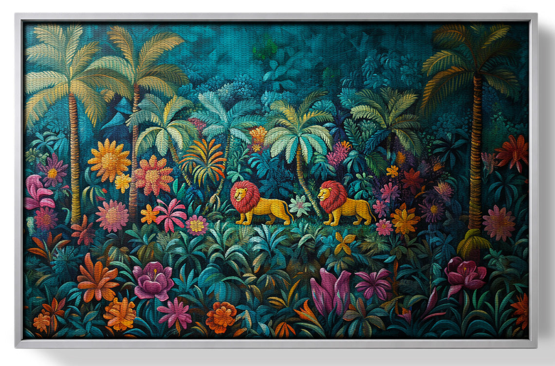 Tropical Floral Jungle Black Caribbean wall art view 55