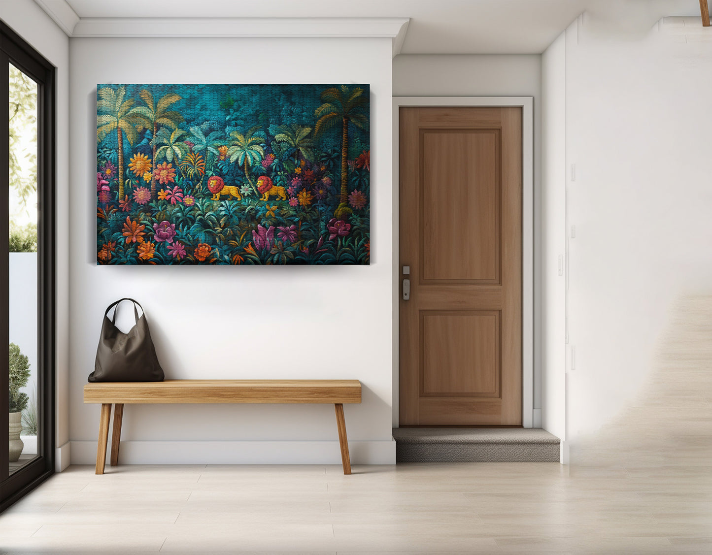Tropical Floral Jungle Black Caribbean wall art view 17
