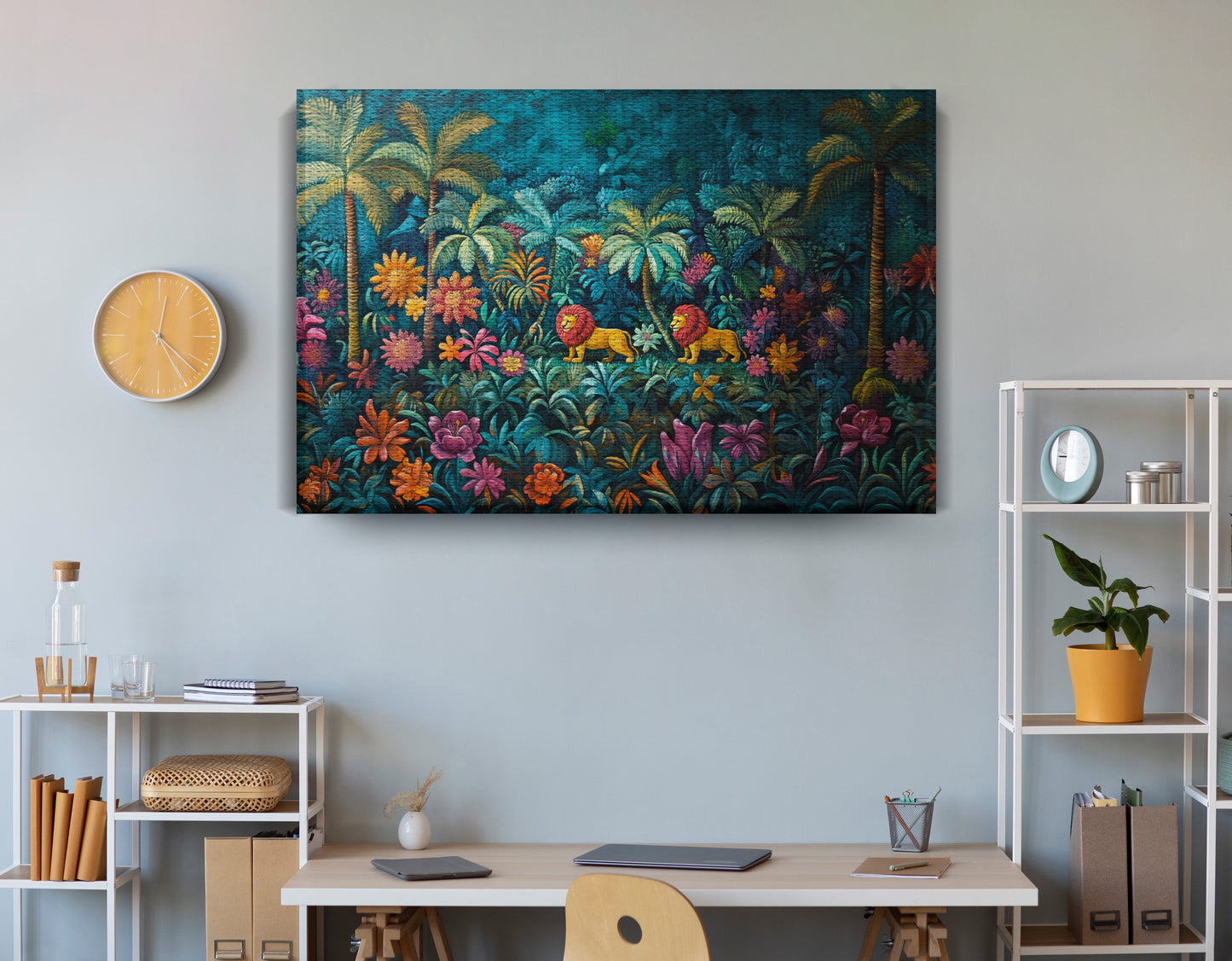 Tropical Floral Jungle Black Caribbean wall art view 18