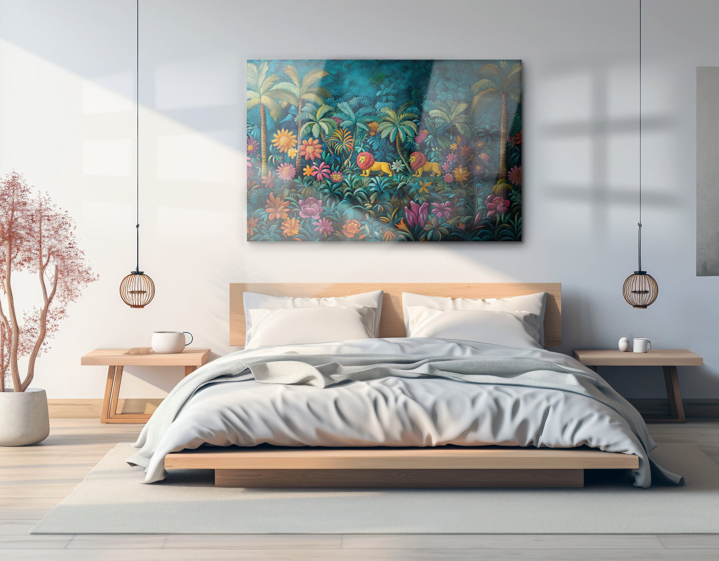Tropical Floral Jungle Black Caribbean wall art view 21