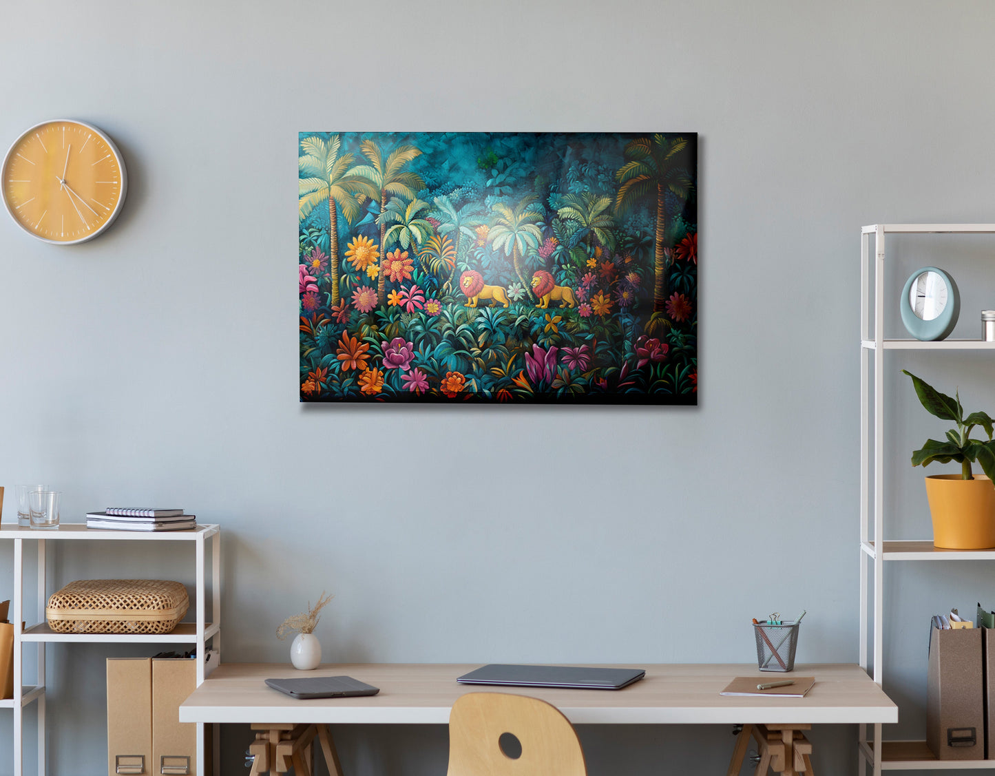 Tropical Floral Jungle Black Caribbean wall art view 24