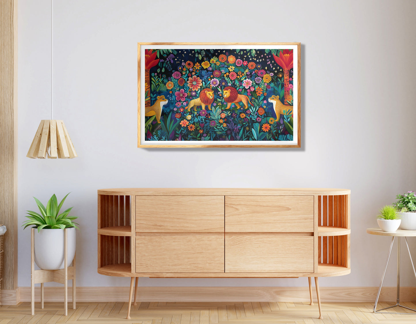 Lion Family Flower Garden Black Caribbean wall art view 74