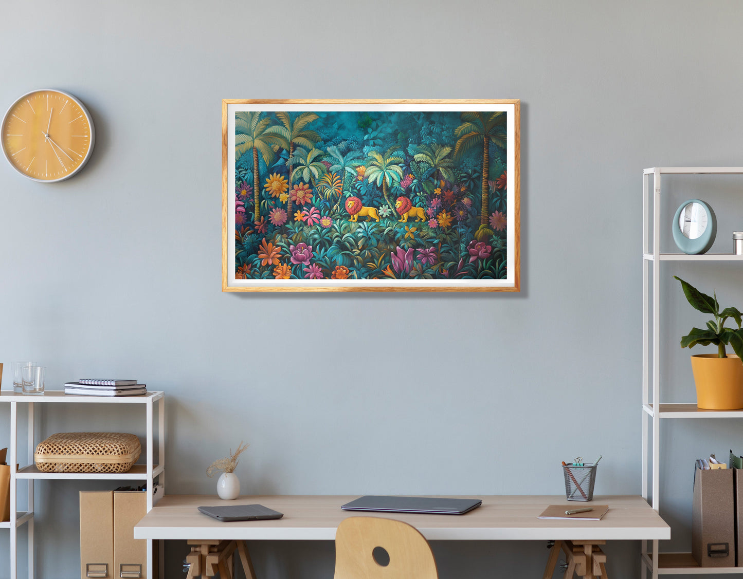 Tropical Floral Jungle Black Caribbean wall art view 78