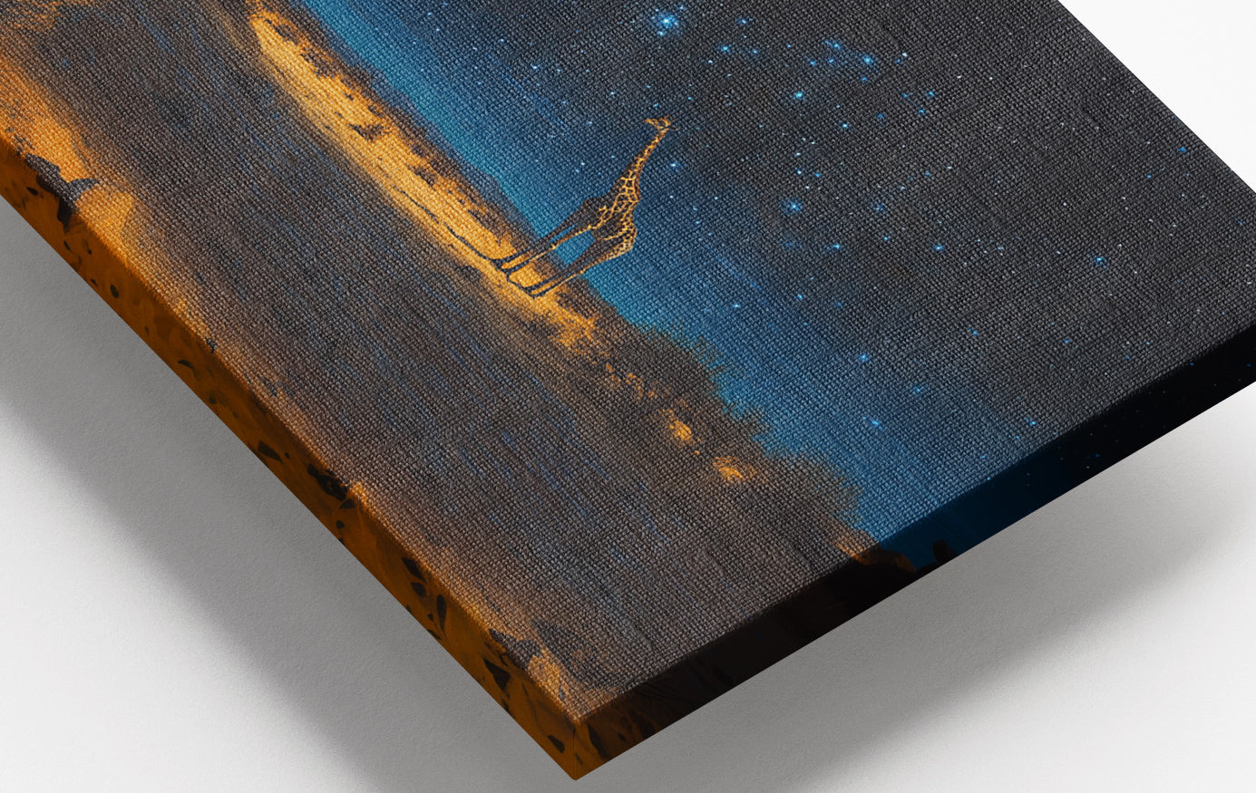 Close-up of Lone Giraffe Night Safari Black African American canvas print detail