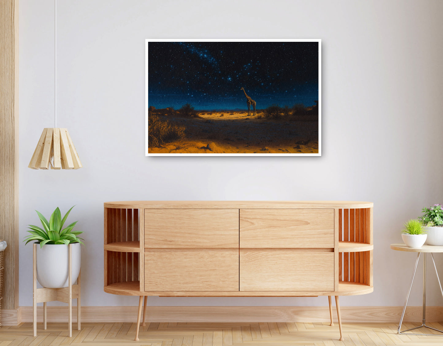 Alternate view of Lone Giraffe Night Safari Black African American canvas print