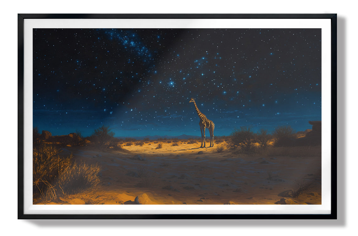 Lone Giraffe Night Safari Black African American canvas print view 67