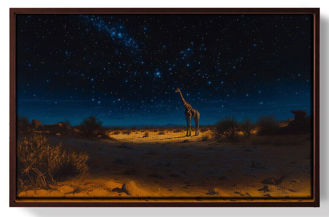 Lone Giraffe Night Safari Black African American canvas print view 31