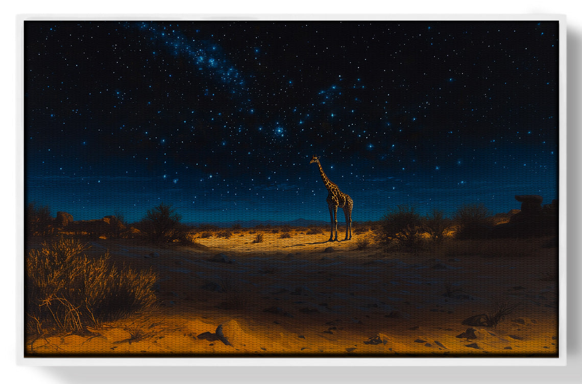 Lone Giraffe Night Safari Black African American canvas print view 61