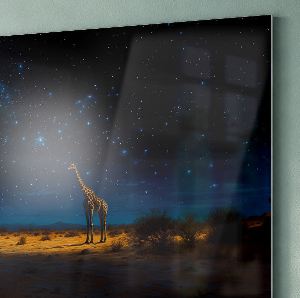 Lone Giraffe Night Safari Black African American canvas print view 22
