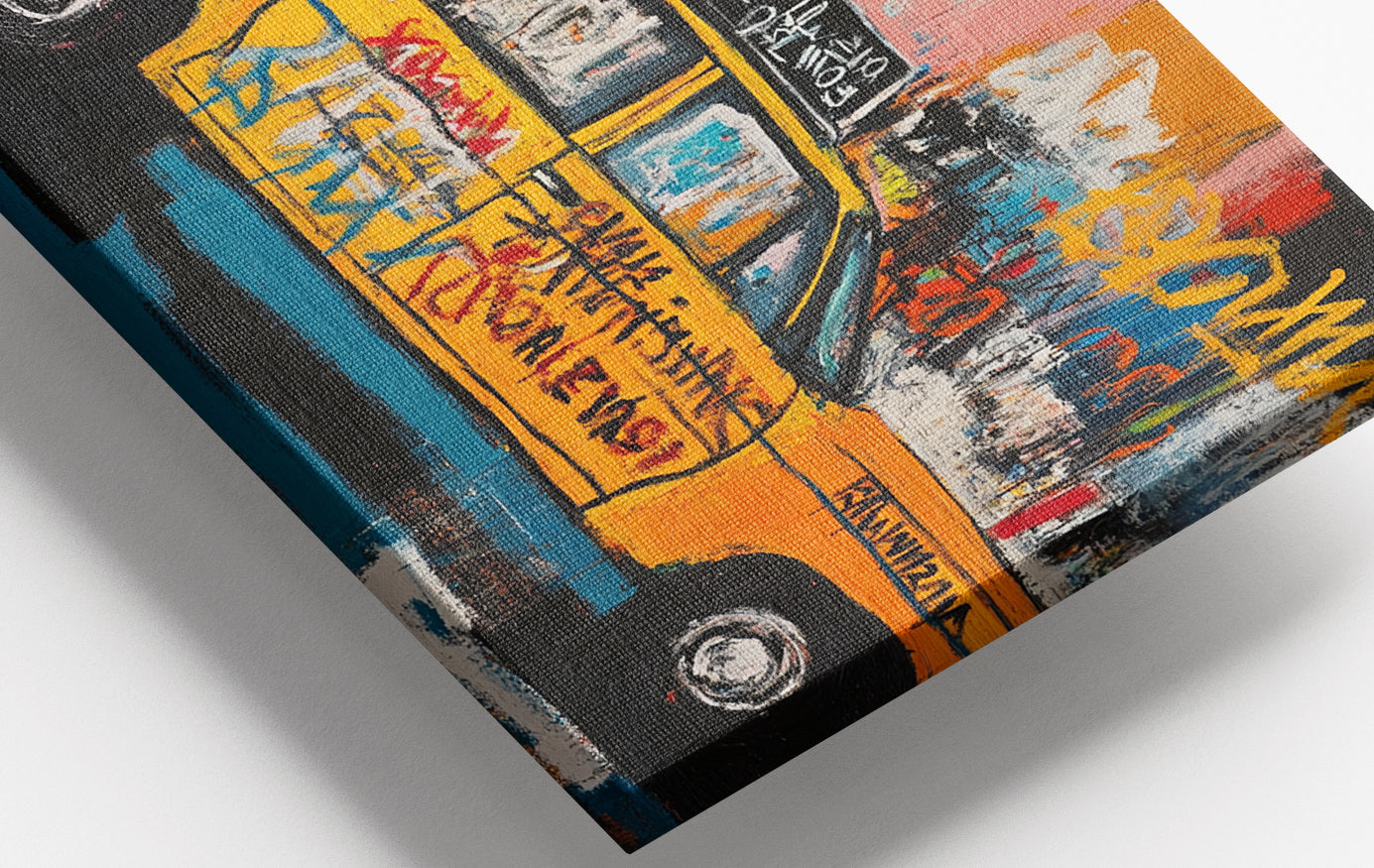 Close-up of Yellow Taxi Urban Black African American canvas print detail
