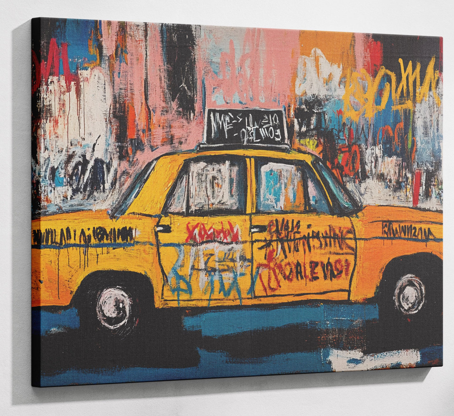 Yellow Taxi Urban Black African American canvas print canvas print with visible wall art format