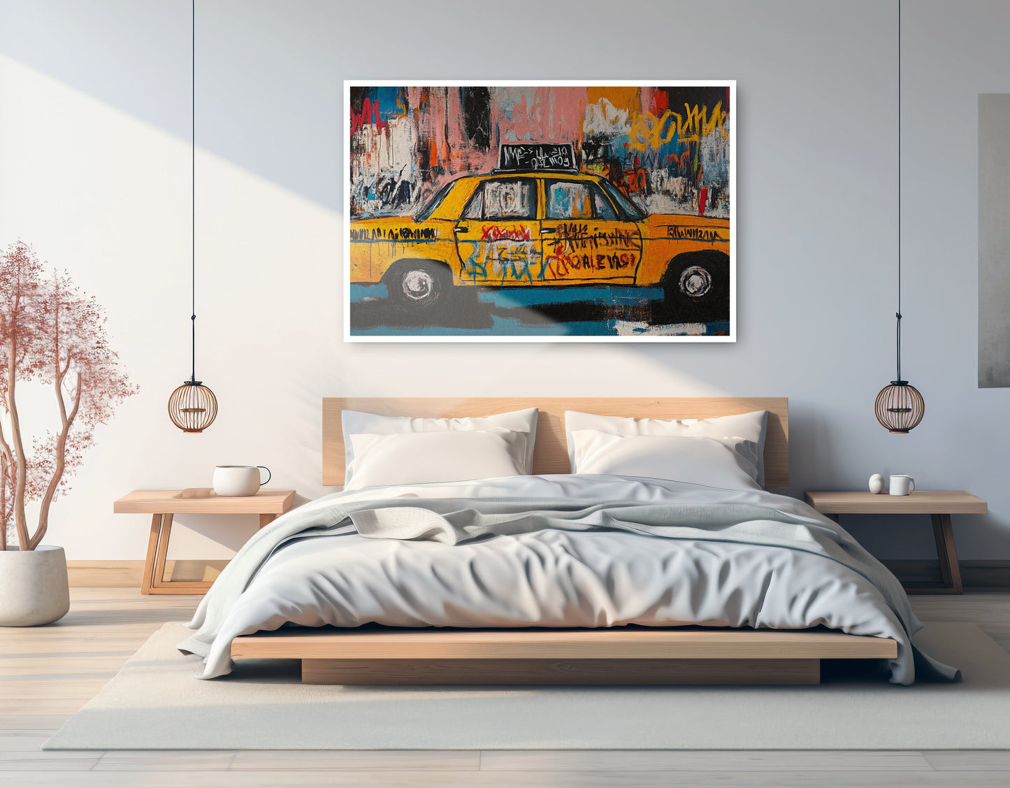 Yellow Taxi Urban Black African American canvas print artwork view