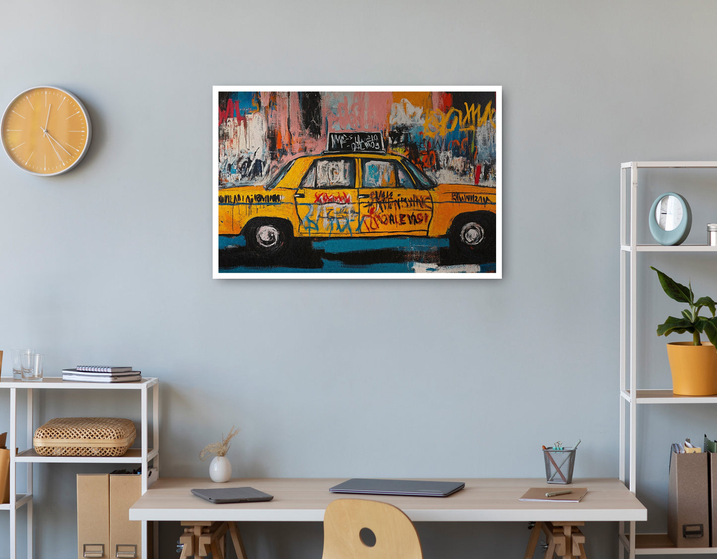 Yellow Taxi Urban Black African American canvas print print view