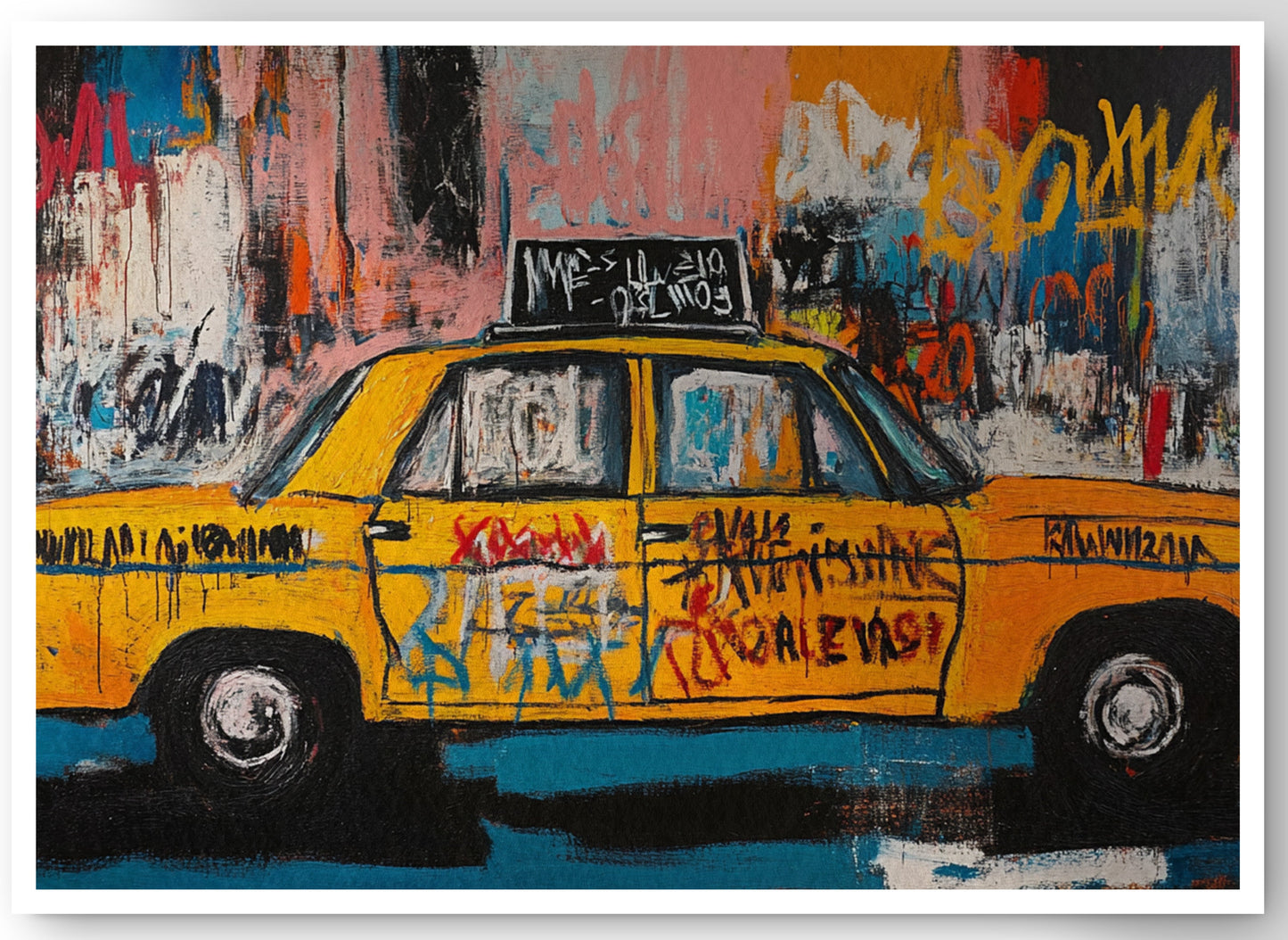 Yellow Taxi Urban Black African American canvas print by MoomZee Artwork