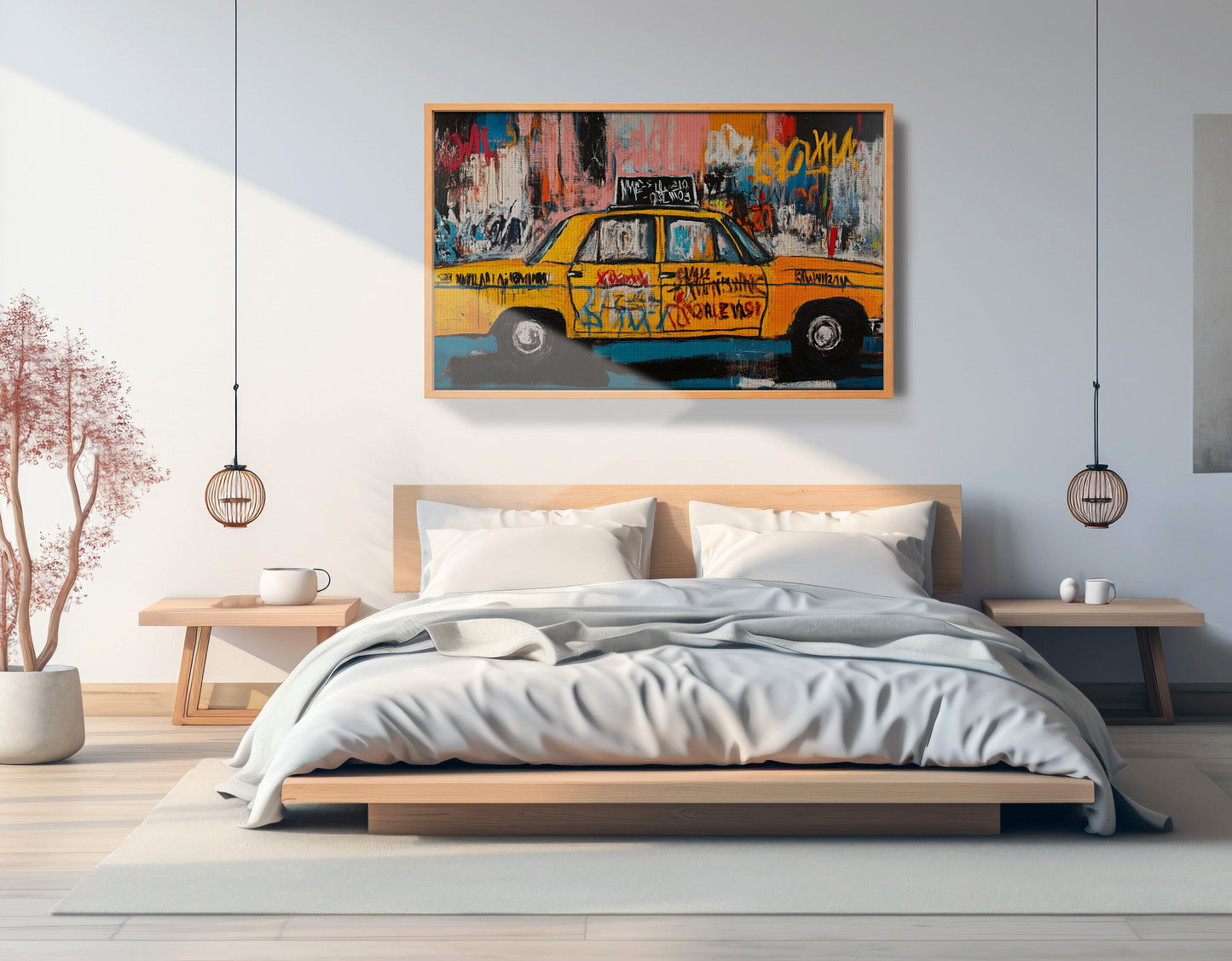 Yellow Taxi Urban Black African American canvas print view 45