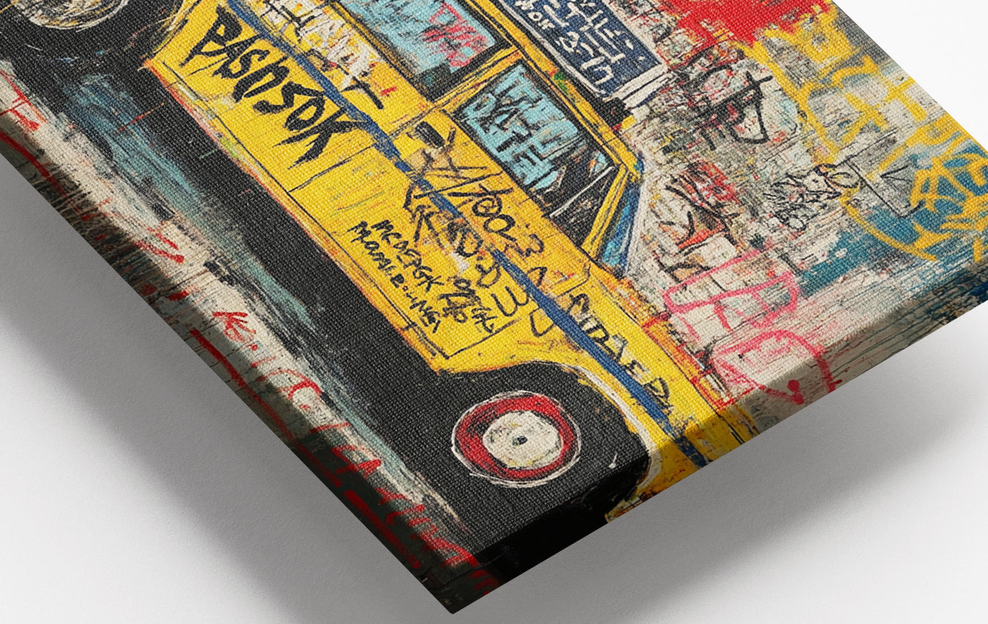 Close-up of Graffiti Taxi Urban Black African American canvas print detail