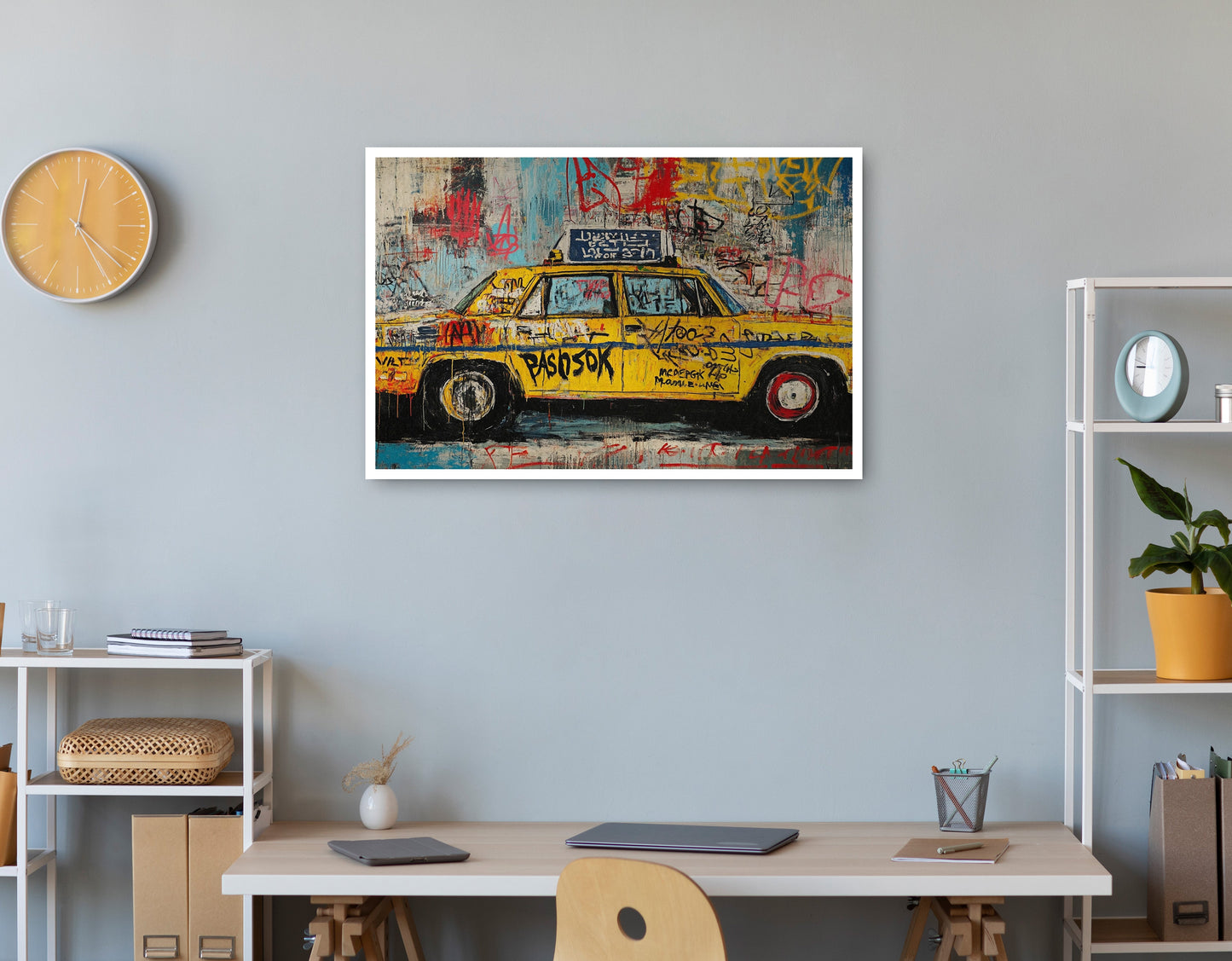 Graffiti Taxi Urban Black African American canvas print print view