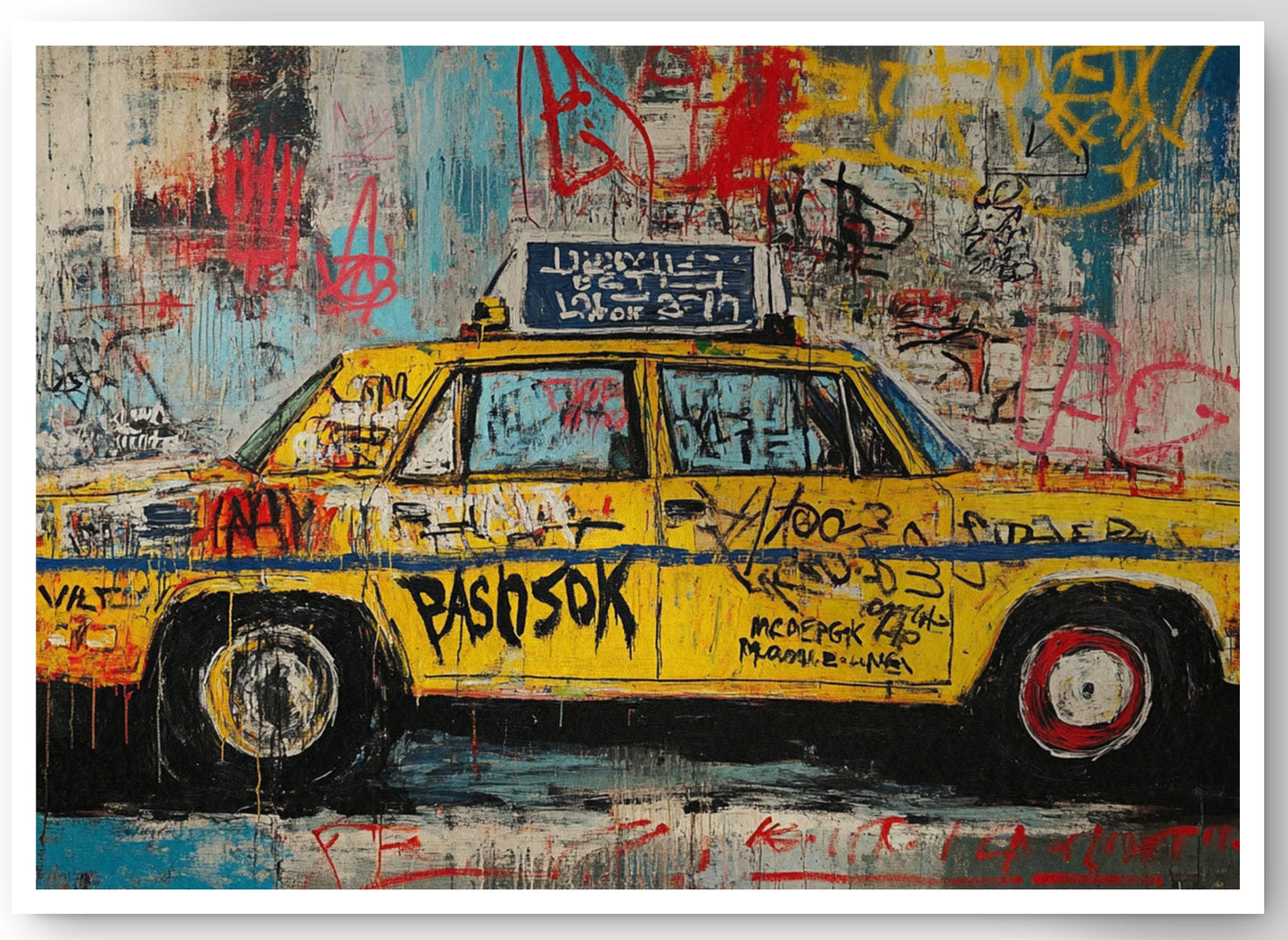 Graffiti Taxi Urban Black African American canvas print by MoomZee Artwork