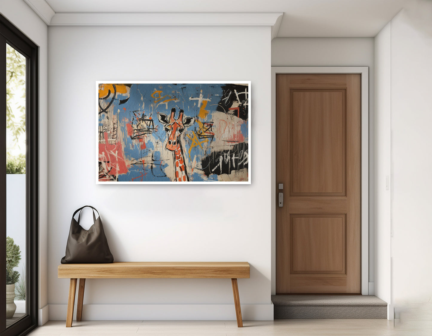 Blue Giraffe Graffiti Black African American canvas print home decor view