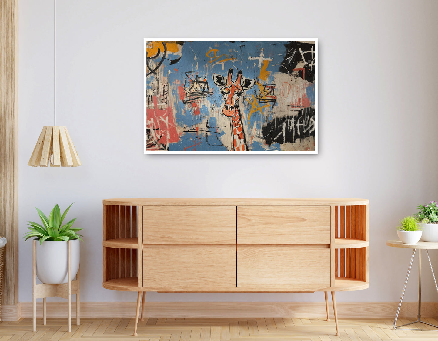 Alternate view of Blue Giraffe Graffiti Black African American canvas print