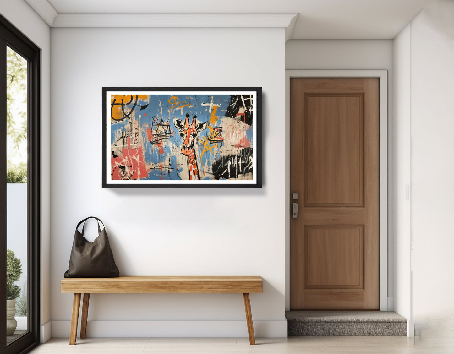 Blue Giraffe Graffiti Black African American canvas print view 71