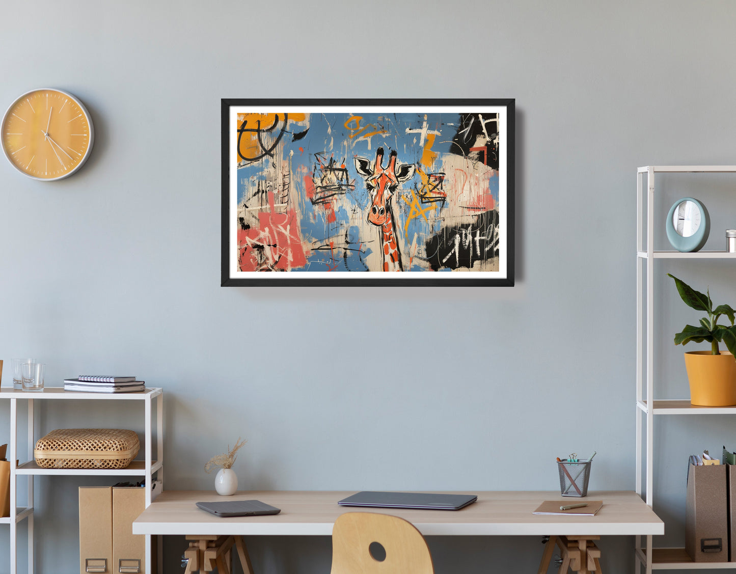 Blue Giraffe Graffiti Black African American canvas print view 72