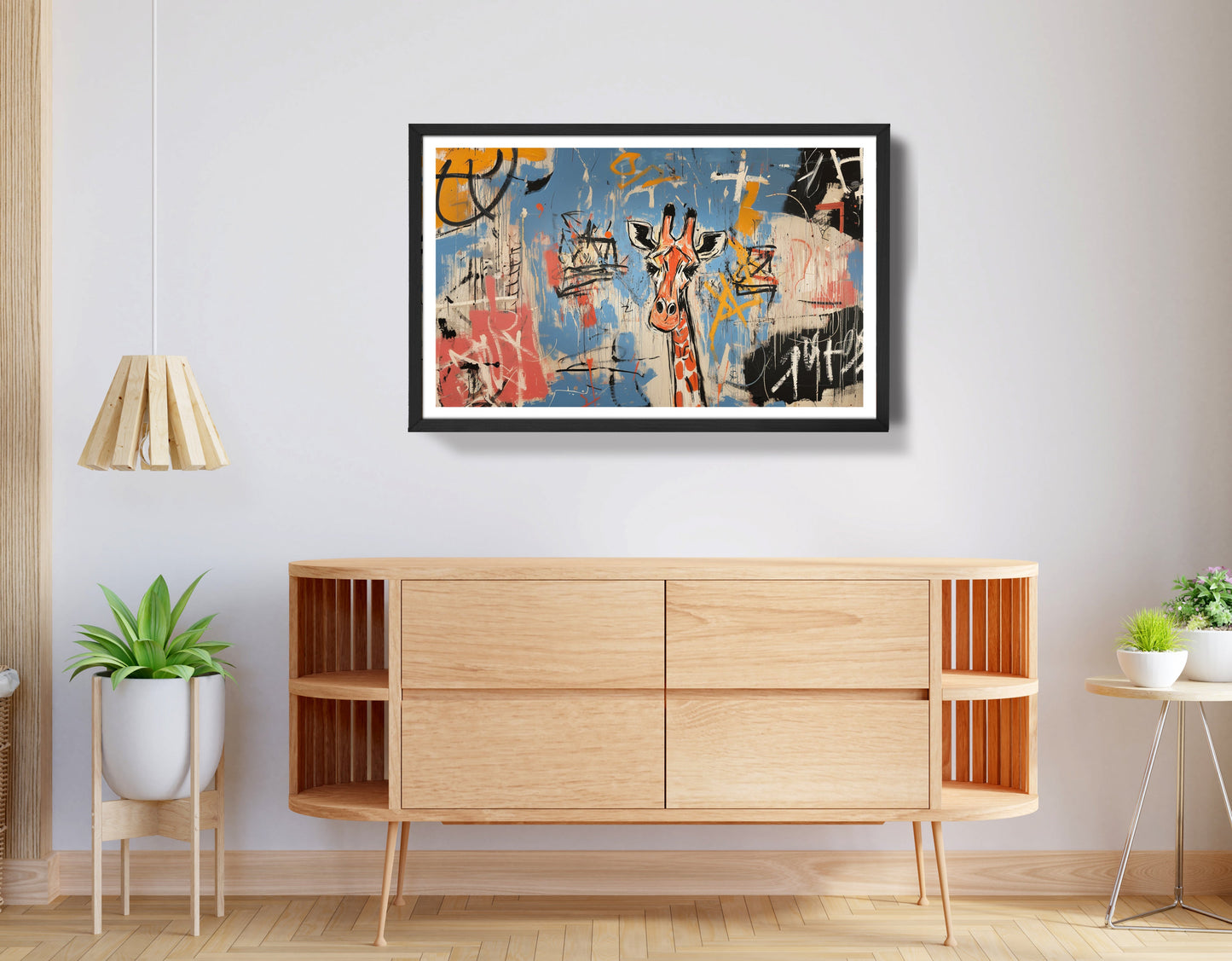 Blue Giraffe Graffiti Black African American canvas print view 68
