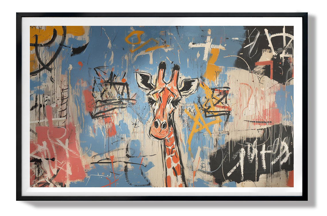 Blue Giraffe Graffiti Black African American canvas print view 67