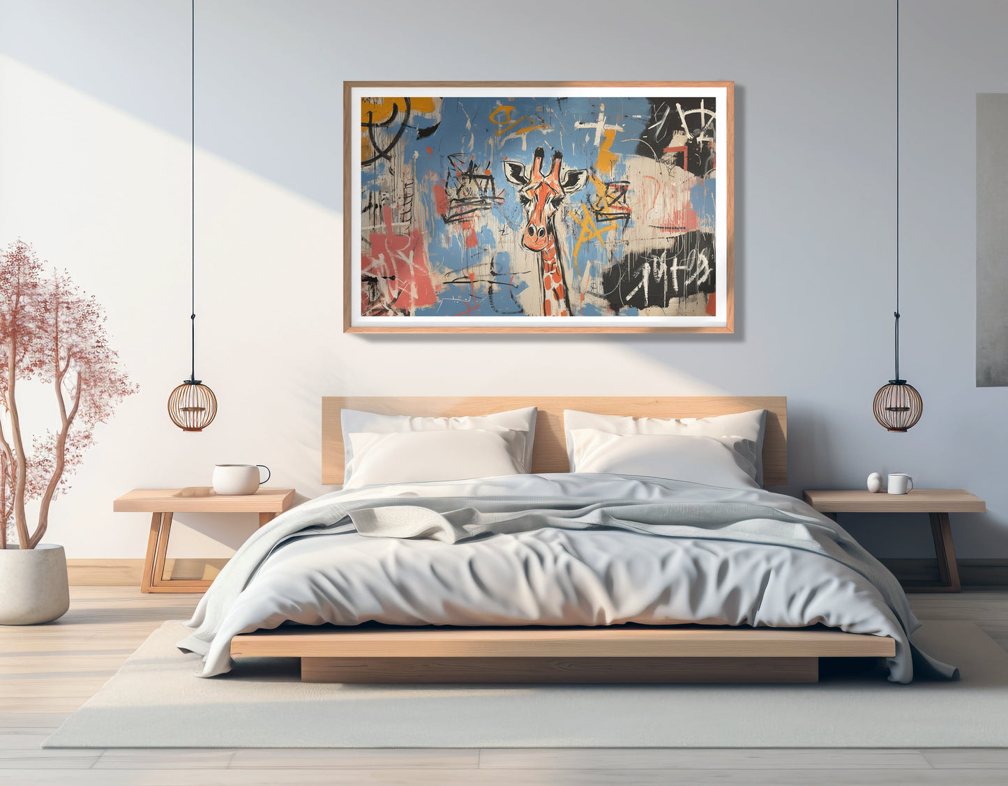 Blue Giraffe Graffiti Black African American canvas print view 81