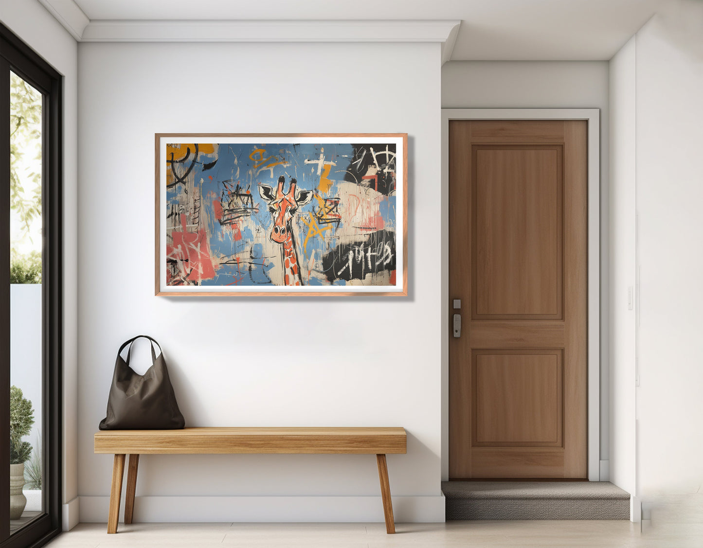 Blue Giraffe Graffiti Black African American canvas print view 83