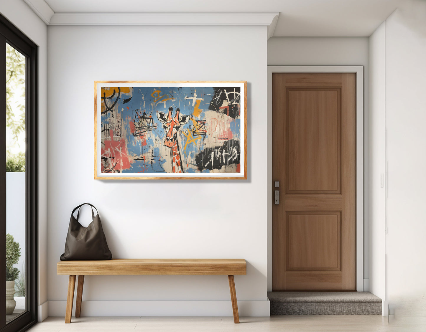 Blue Giraffe Graffiti Black African American canvas print view 77