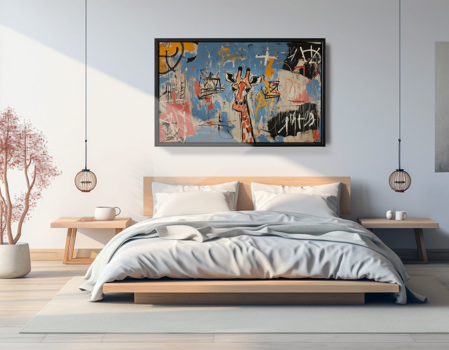 Blue Giraffe Graffiti Black African American canvas print view 27