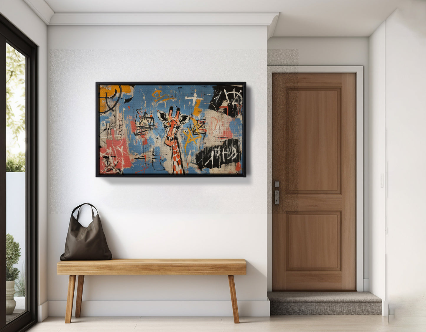 Blue Giraffe Graffiti Black African American canvas print view 29