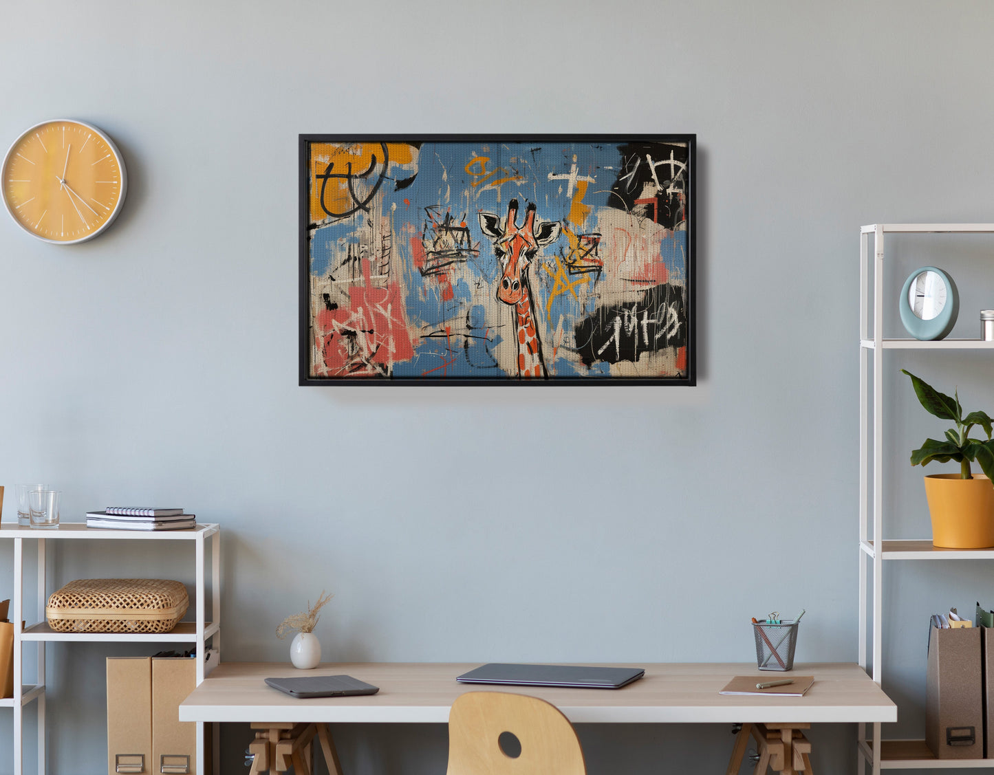 Blue Giraffe Graffiti Black African American canvas print view 30