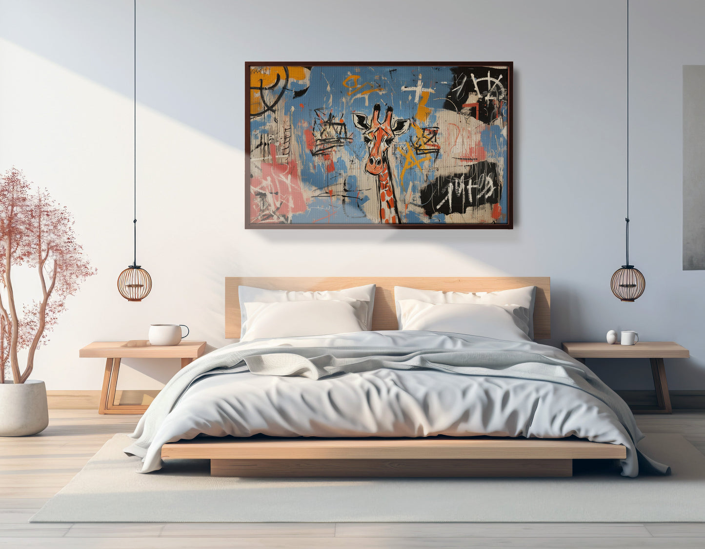Blue Giraffe Graffiti Black African American canvas print view 33