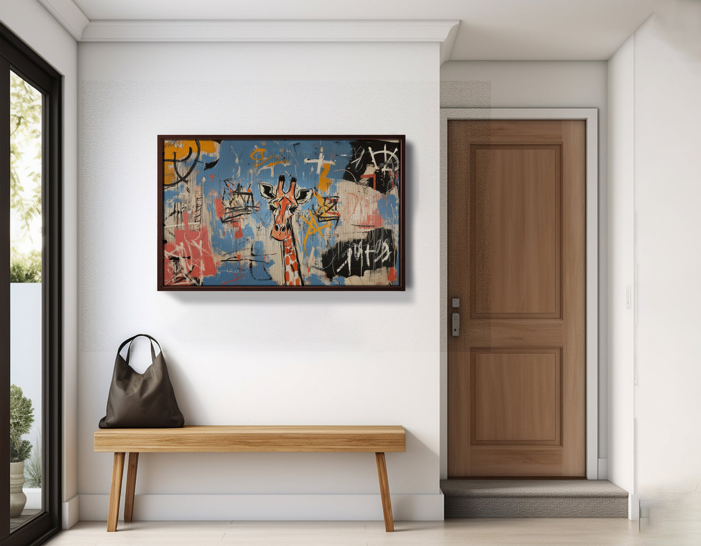 Blue Giraffe Graffiti Black African American canvas print view 35