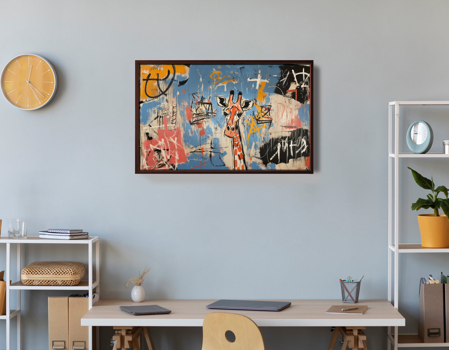 Blue Giraffe Graffiti Black African American canvas print view 36