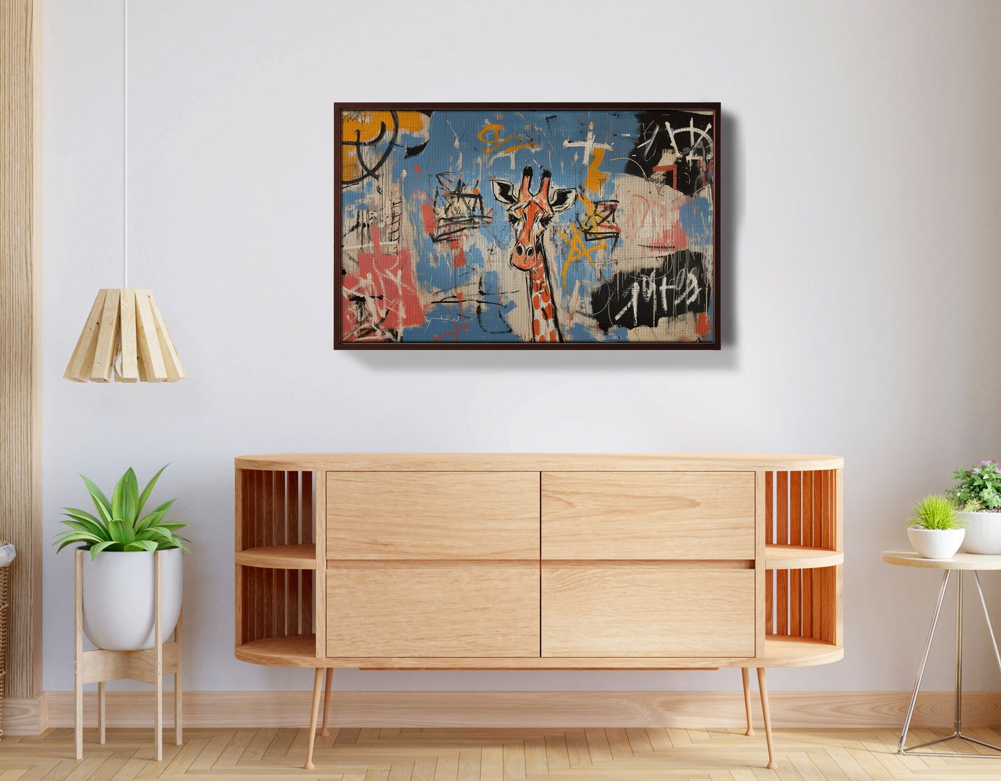Blue Giraffe Graffiti Black African American canvas print view 32