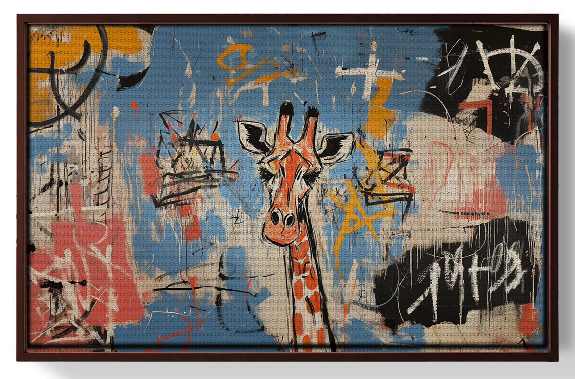 Blue Giraffe Graffiti Black African American canvas print view 31