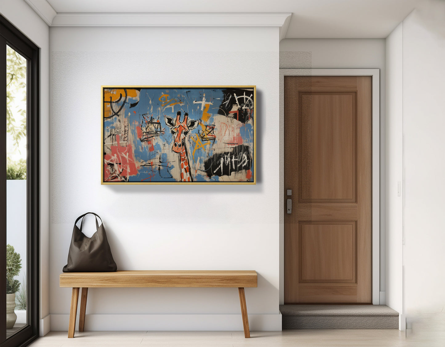 Blue Giraffe Graffiti Black African American canvas print view 41