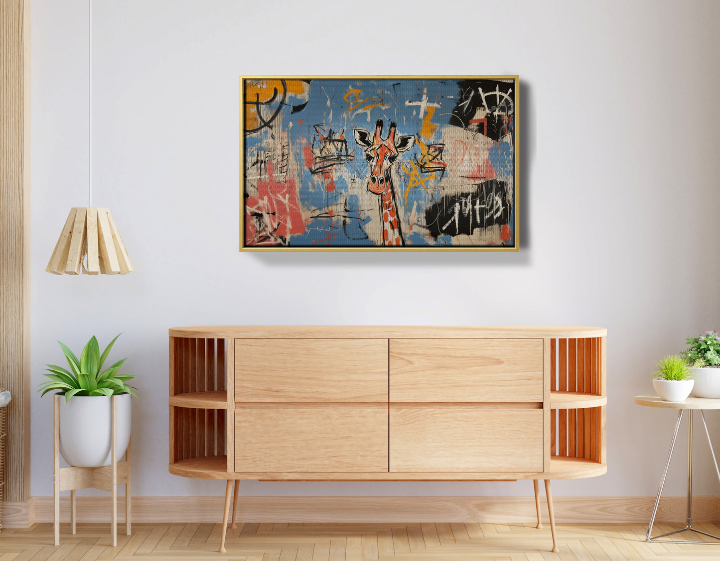 Blue Giraffe Graffiti Black African American canvas print view 38