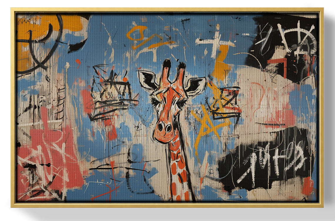 Blue Giraffe Graffiti Black African American canvas print view 37